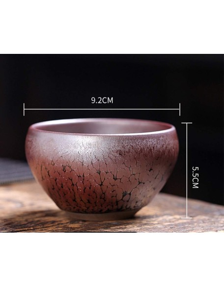 JianZhan Tenmoku Tea Coffee Cup Bowl Chinese Crafts Mug Designer Collection Ceremony Ancient Style Handmade (Mixed 2 colors gift box)