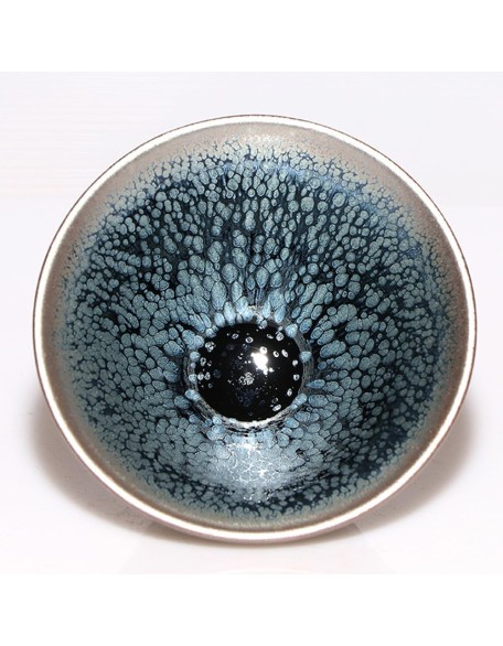 Tenmokus Tea Cup Bowl Oilspot Glaze, Ceramic Jianzhan Teacup 80ml 2.71oz Chinese Traditional Crafts Fired in Kiln