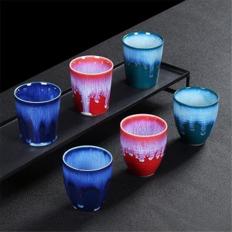 Master Cup Ceramic Large Capacity Water Cup Jianzhan Tea Cup Coffee Cup Wine Glass Single Cup Wine Glasses Home Decoration/Green/B Cups (Color : Red, Size : B)